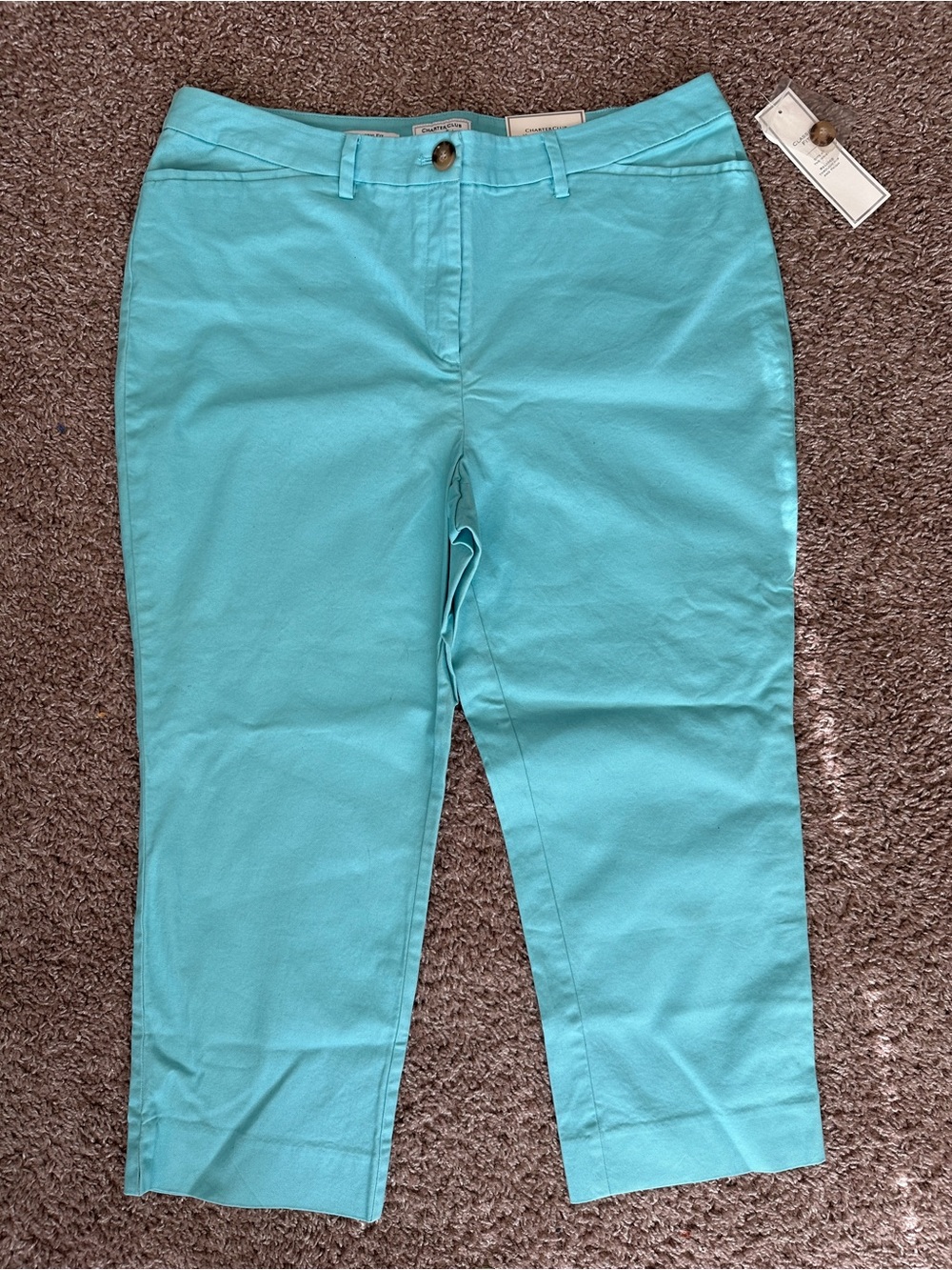Charter Club Women's Blue Classic Fit Stretch Capri Pants Size 12